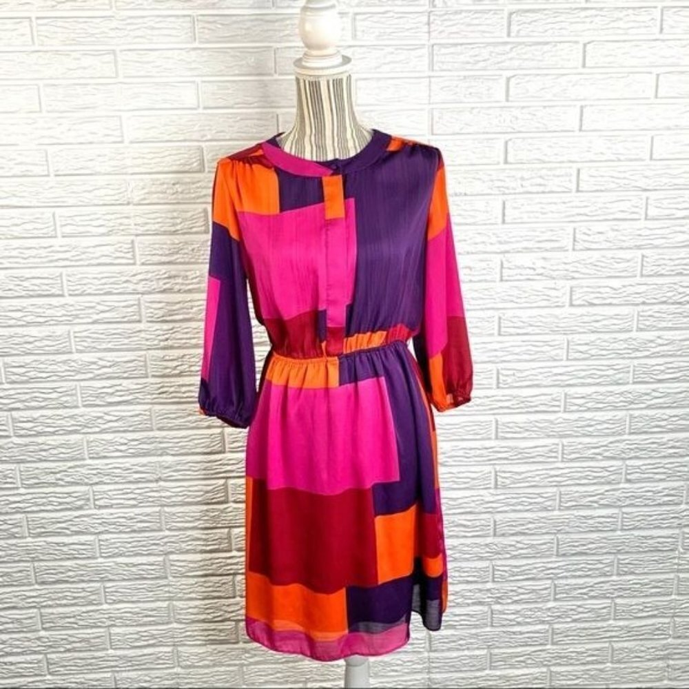 Max And Cleo Multicolored Color Block Midi Dress … - image 1